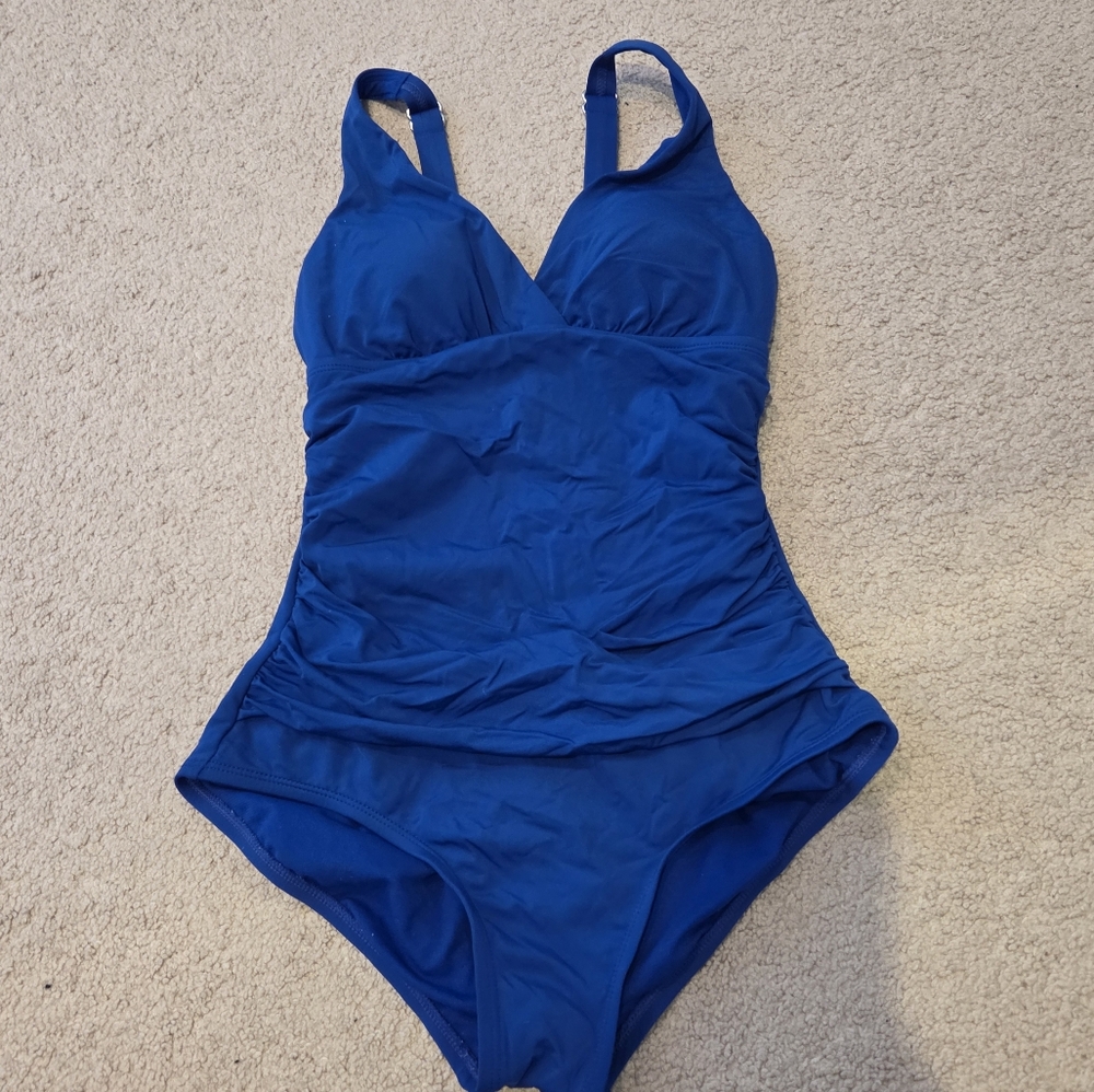 Jantzen Blue One Piece Swimsuit with Wide Straps